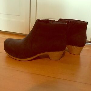 Dansko Black Ankle Boots with Tan Sole